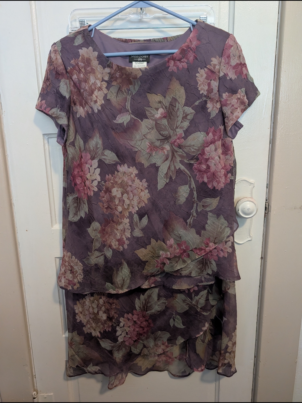 90s Vintage Fairy Romantic Cottagecore Purple Floral Crinkle Chiffon Skirt Set